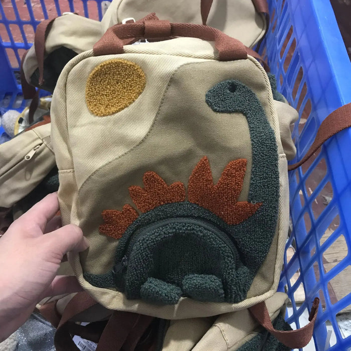 New Embroidered Kids Backpack Cute Cartoon Dinosaur Girls Boy Backpack Canvas Kids Schoold Bags Kindergarten Children's Backpack