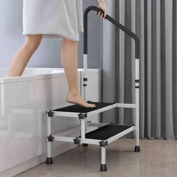 Medical 2 Step Stool with Handrail Handle for Elderly,Seniors,Kitchen Bathroom Viechle Ladder