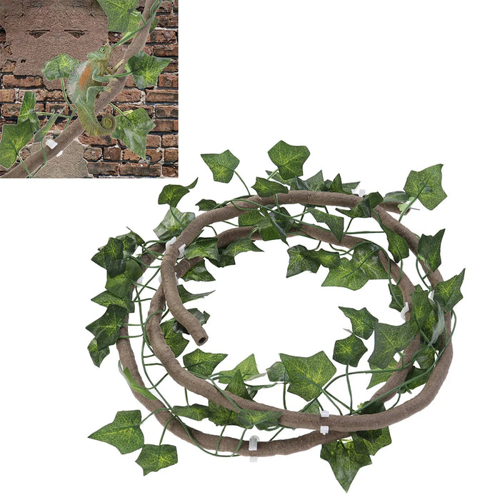 Reptile Vines Flexible Reptile Leaves with Suction Cup Jungle Climber Long Vines Habitat Decor for Climbing Lizards Gecko Snakes