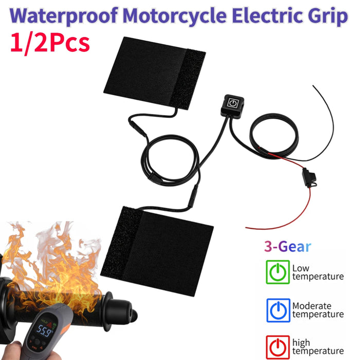 1/2PCS 12V 3-Gear Waterproof Motorcycle Heated Hand Grips E-bike Snowmobile Handlebar Heater Warmer Kit Motorcycle Accessories