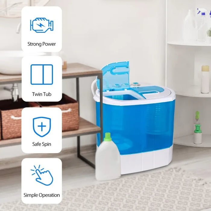 ZenStyle Portable Washer Compact Twin Tub 9.9 LB Mini Top Load Washing Machine Washer/Spinner w/ 6.57 FT Inlet Hose