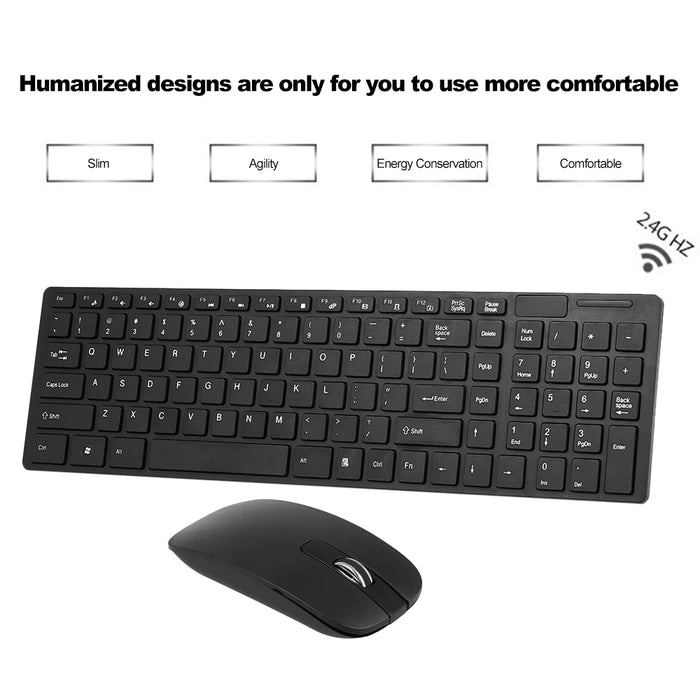 K-06 2.4G Wireless Keyboard and Mouse Combo Computer Keyboard with Mouse Plug and Play Black Keyboard Mouse for Laptop