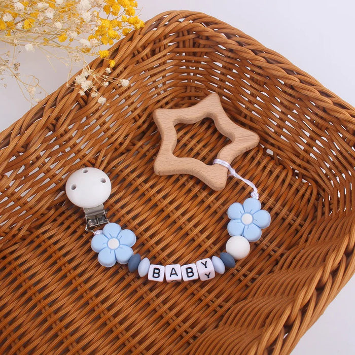 New Baby Personalized Name Pacifier Clips Silicone Teether Beads Chain  Nipple Dummy Holder Clip Customized Pacifiers Leashes