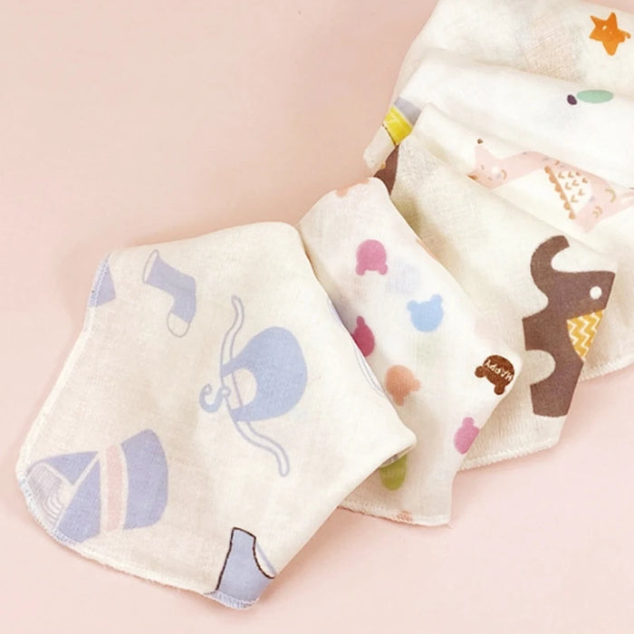 10Pcs 20x20cm Baby Washcloths Set Cartoon Print Double Layer Gauze Infant Face Towel Reusable Wipes Absorbent Square QX2D