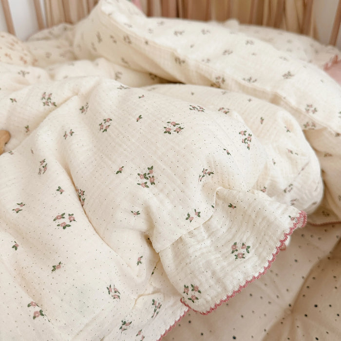 Vintage Floral Muslin Cotton Baby Crib Bedding Set Children Duvet Cover Pillowcase Without Filler