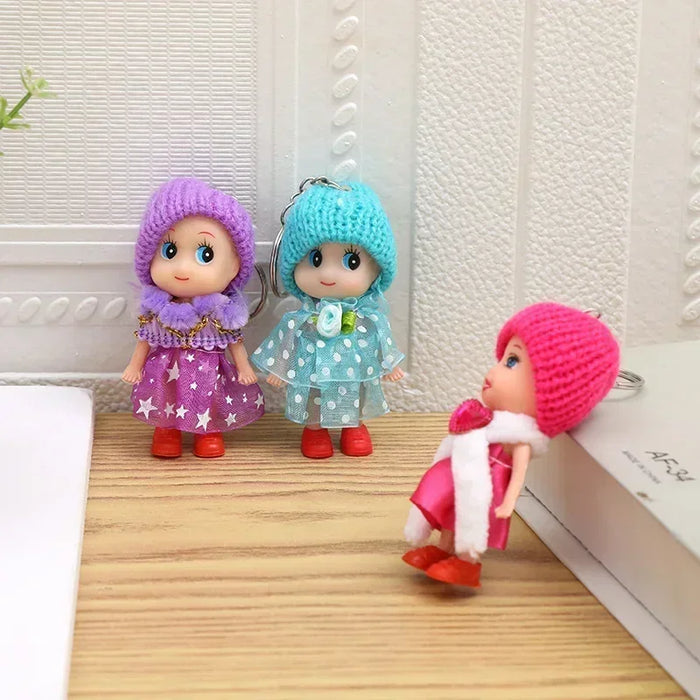 1PC 8cm Mini Doll Kids Toys Soft Interactive Baby Toy for Girl Small Reborn Doll Cute Keychain Pendant Fashion Plush Stuffed Toy