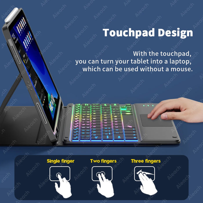 Rechargeable Backlit Tablet Android Keyboard,Wireless Bluetooth Keyboard with Touchpad for Xiaomi Pad 5 6 Pro iPad 9th 10th Gen